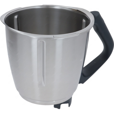 Nádoba s rukojetí THERMOMIX TM6, nerezová mísa s odměrkovými ryskami a černou plastovou rukojetí