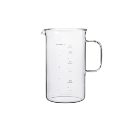 Skleněná kádinka Hario BV-600 o objemu 600 ml, celkový pohled