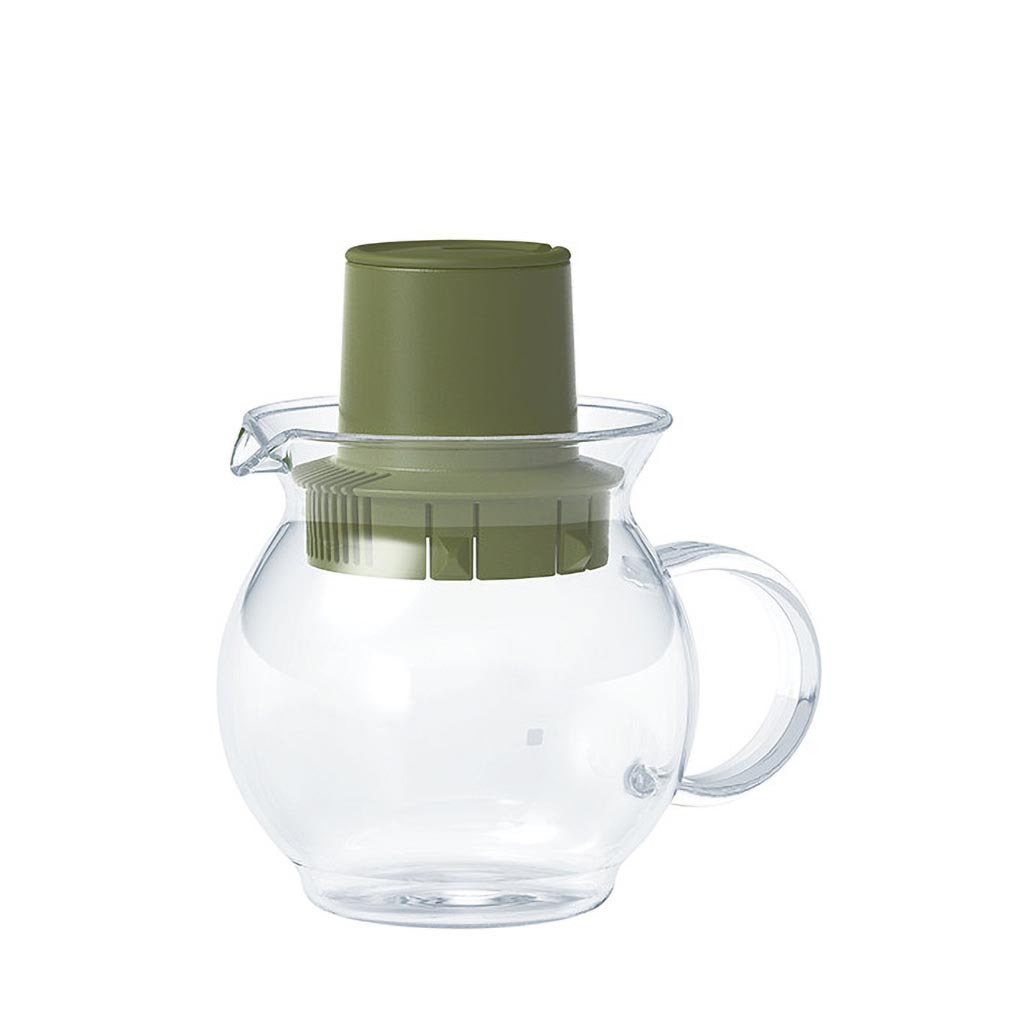 Olivově zelená konvička na čaj Hario Tea Hat o objemu 300 ml, celkový pohled Olivově zelená konvička na čaj Hario Tea Hat o objemu 300 ml, celkový pohled