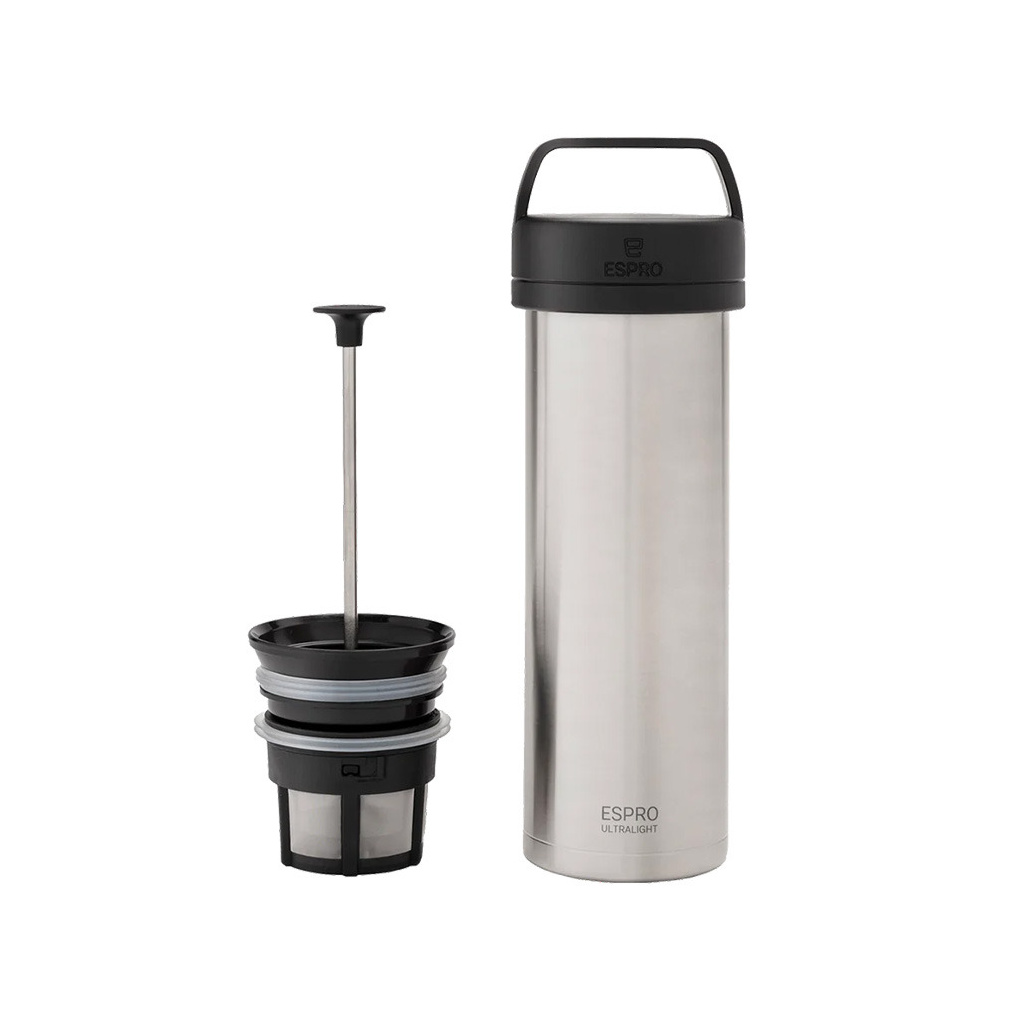 Espro P0 Ultralight Brushed, cestovní kávový lis v kartáčovaném provedení