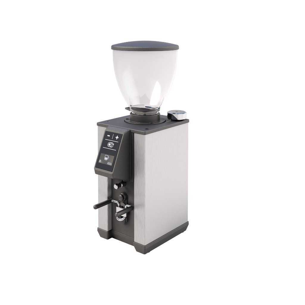 Šedý espresso mlýnek Macap LEO 55, celkový pohled zepředu