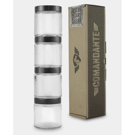 Čtyři skleněné dózy Comandante Bean Jar Clear v sadě