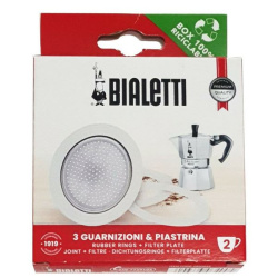 Sada těsnění a sítka pro hliníkové moka konvičky Bialetti, 2 šálky