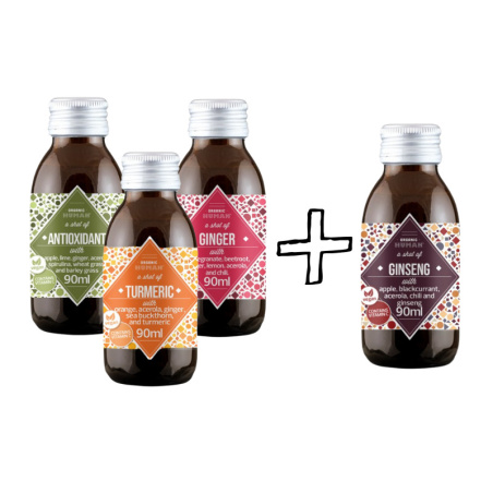 Sada BIO shotů Organic Human, tři plus jeden zdarma