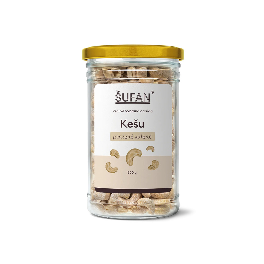 Pražené solené kešu ŠUFAN balené ve skle