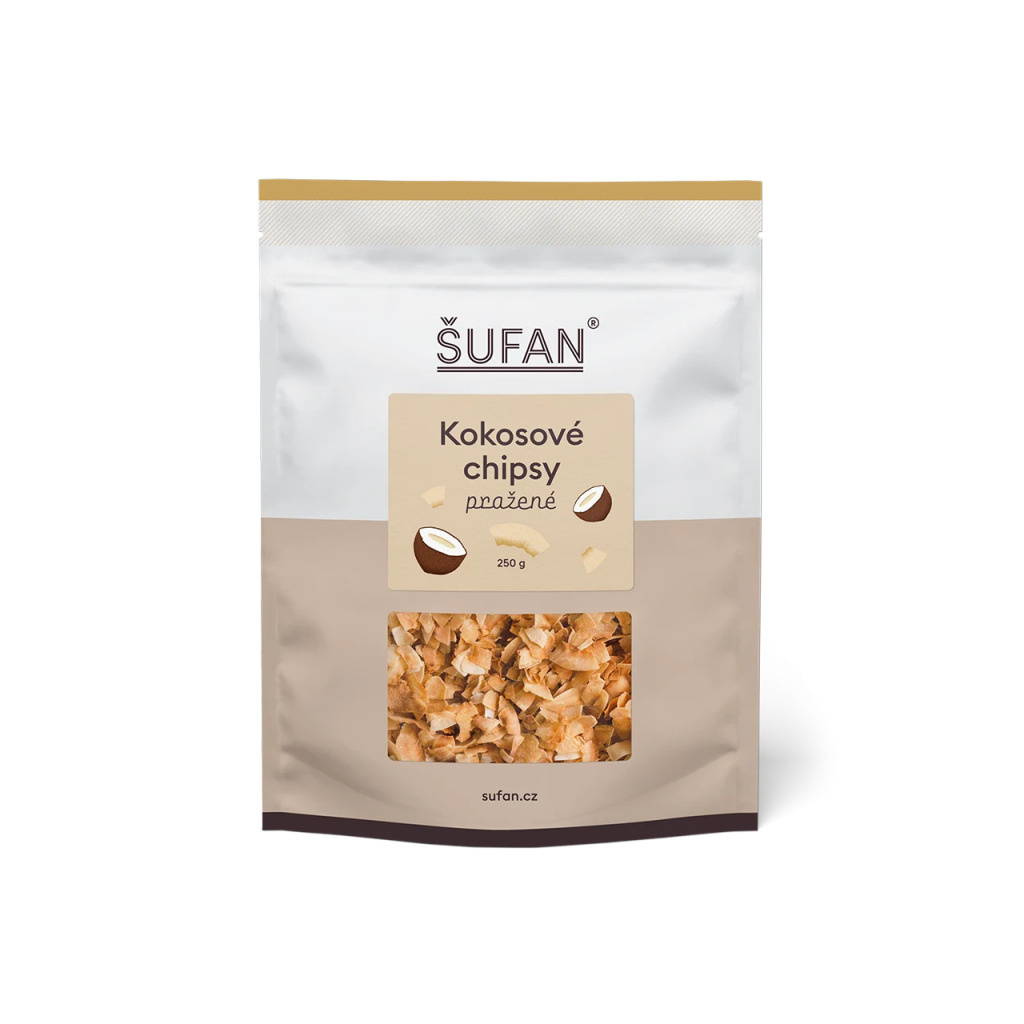 Pražené kokosové chipsy ŠUFAN, produkt tak, jak ho dostanete