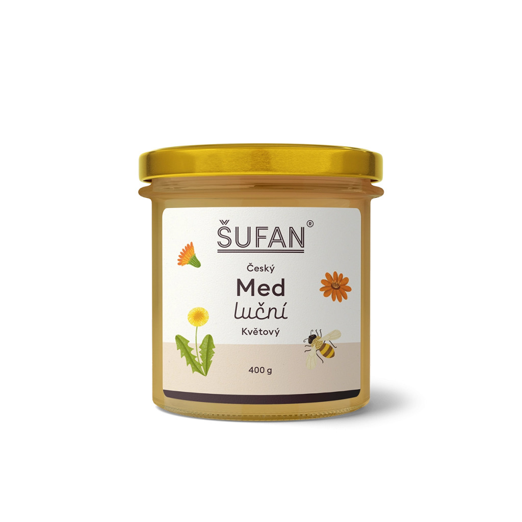 Luční květový med ŠUFAN ve sklenici, zboží v originálním obalu