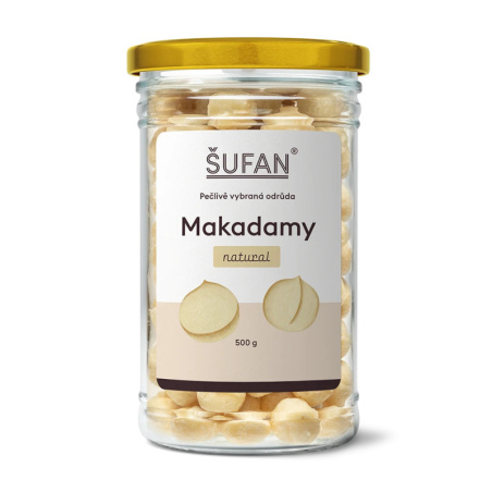 Makadamové ořechy natural ŠUFAN ve skleněné nádobě