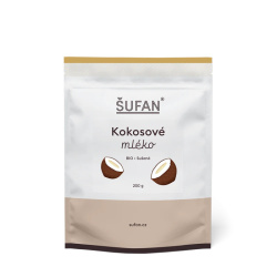 BIO sušené kokosové mléko ŠUFAN, kompletní obal i s etiketou