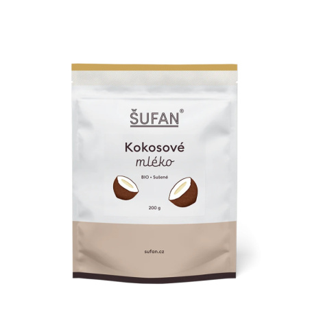 BIO sušené kokosové mléko ŠUFAN, kompletní obal i s etiketou