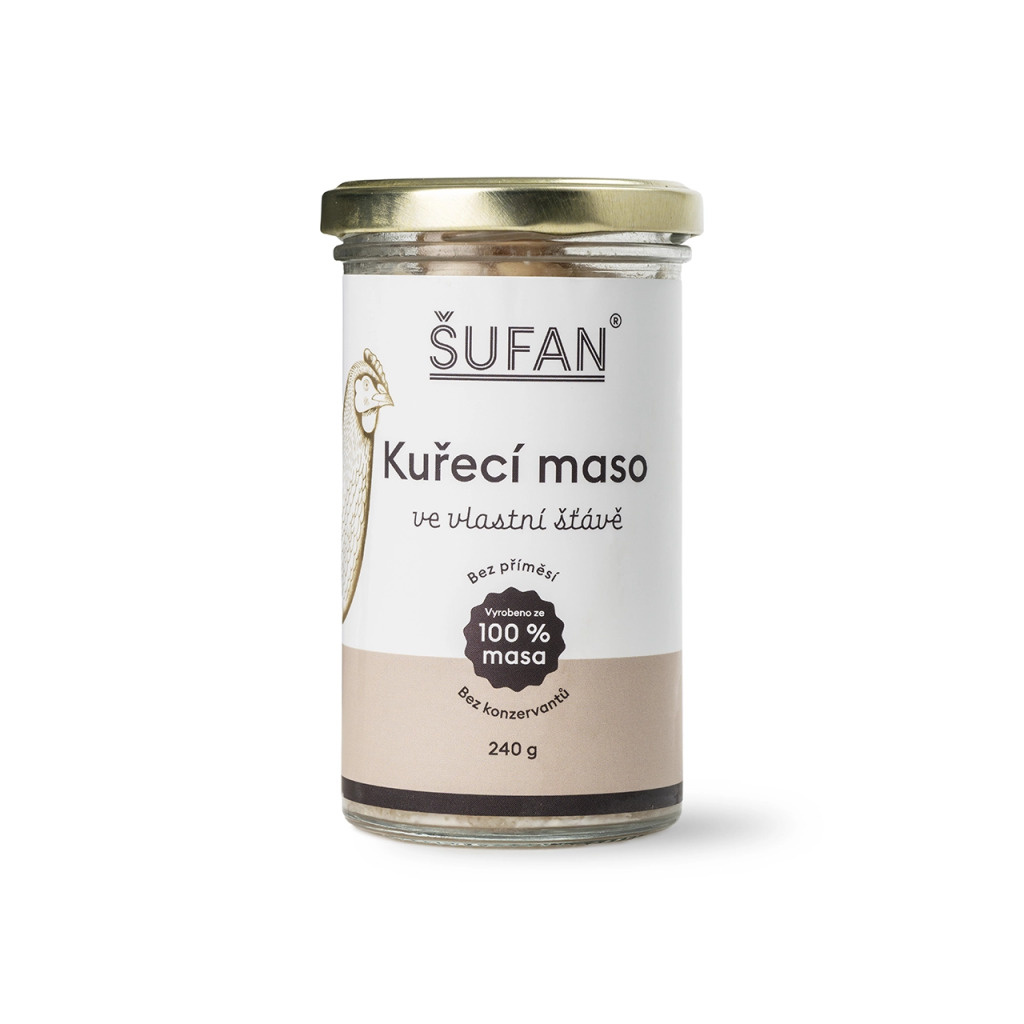 Kuřecí maso ŠUFAN ve vlastní šťávě, konzerva