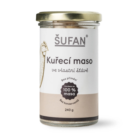 Kuřecí maso ŠUFAN ve vlastní šťávě, konzerva