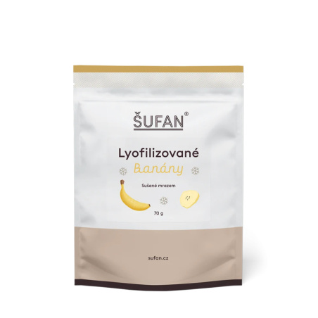 Lyofilizované banány ŠUFAN, kompletní obal i s etiketou