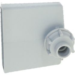 Světle šedý obdélníkový blok z plastu, vzduchová komora 80x21x70 mm s vývodem na straně