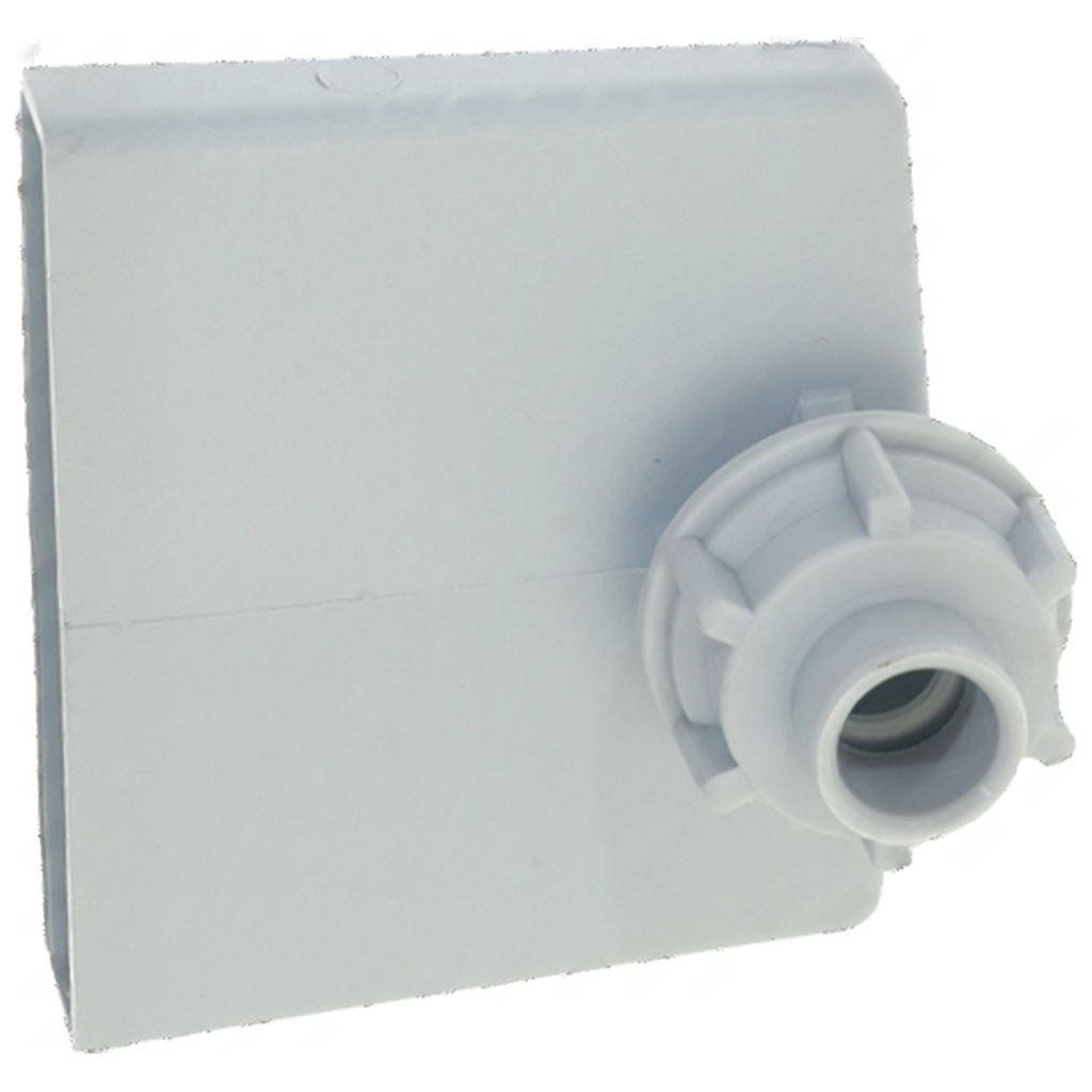 Světle šedý obdélníkový blok z plastu, vzduchová komora 80x21x70 mm s vývodem na straně