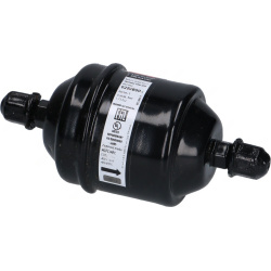 Černé válcové tělo filtru Danfoss DCL 052 s vývody na obou koncích