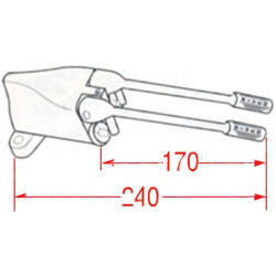 Technický výkres nožního ovládání se dvěma pedály, rozměry 170 a 240 mm