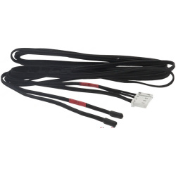 Dlouhý černý kabel teplotní sondy, tři vodiče na konci a bílý konektor