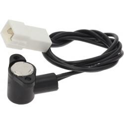 Černý bezpečnostní termostat, kulaté kovové čidlo, bílý konektor a dlouhý kabel