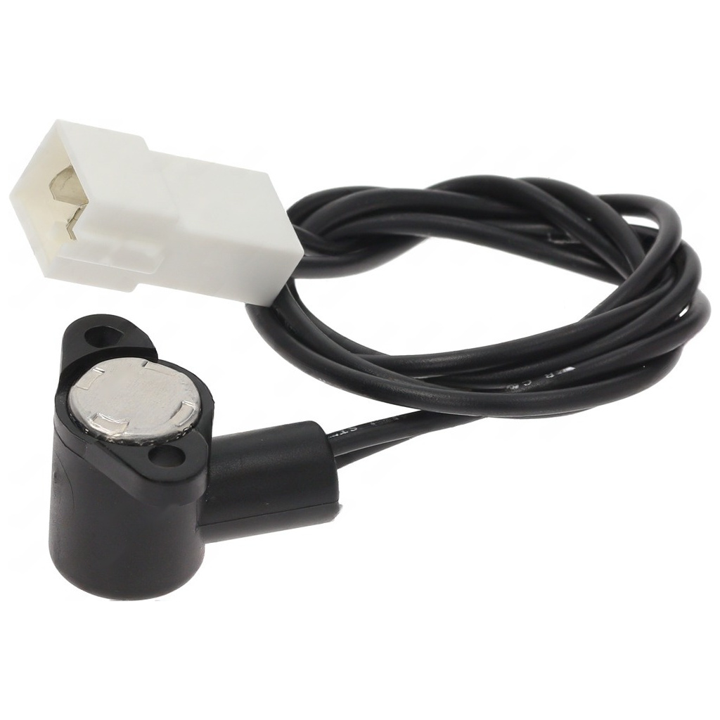 Černý bezpečnostní termostat, kulaté kovové čidlo, bílý konektor a dlouhý kabel