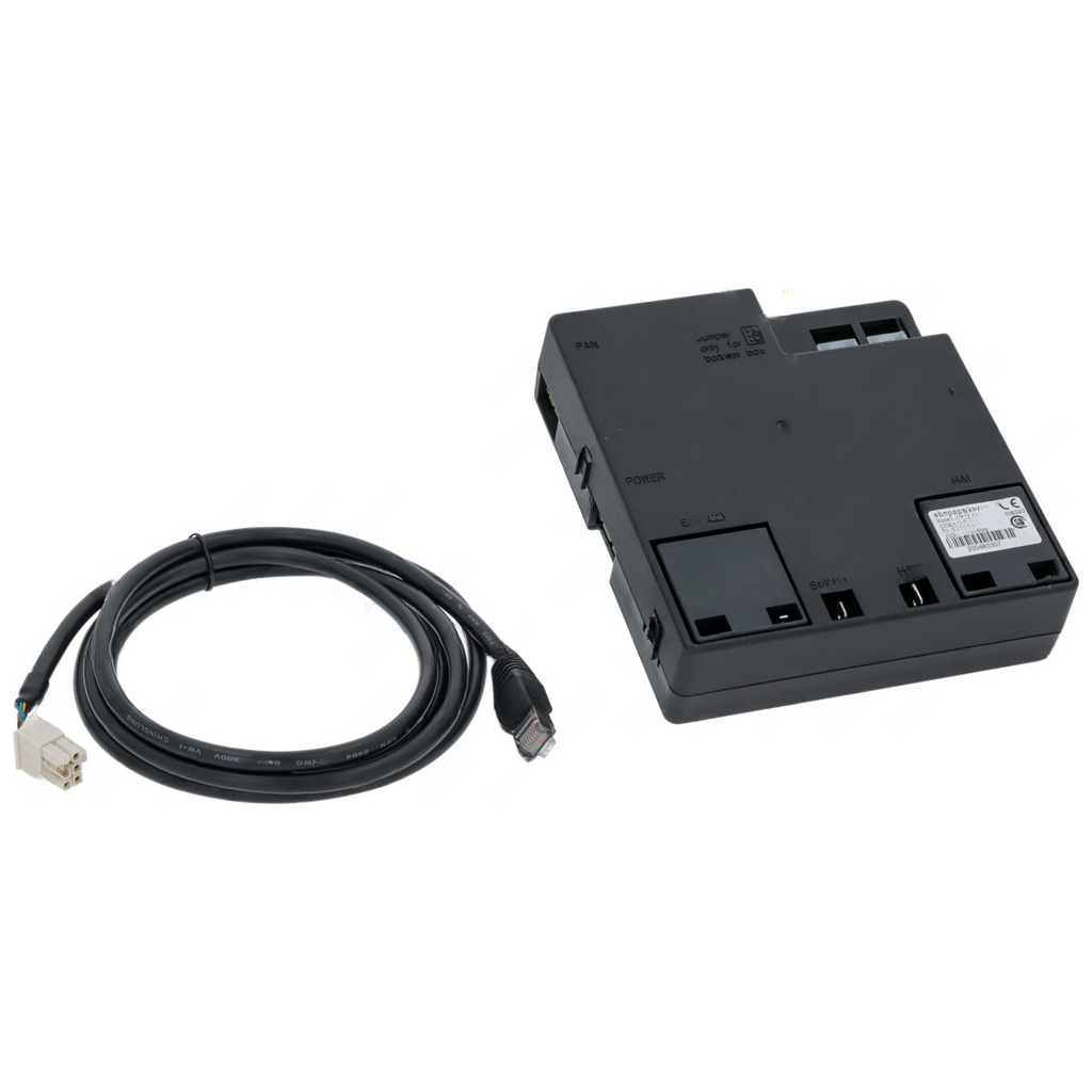Řídicí box v černém plastovém pouzdře se štítkem Power a konektory pro připojení Řídicí box v černém plastovém pouzdře se štítkem Power a konektory pro připojení