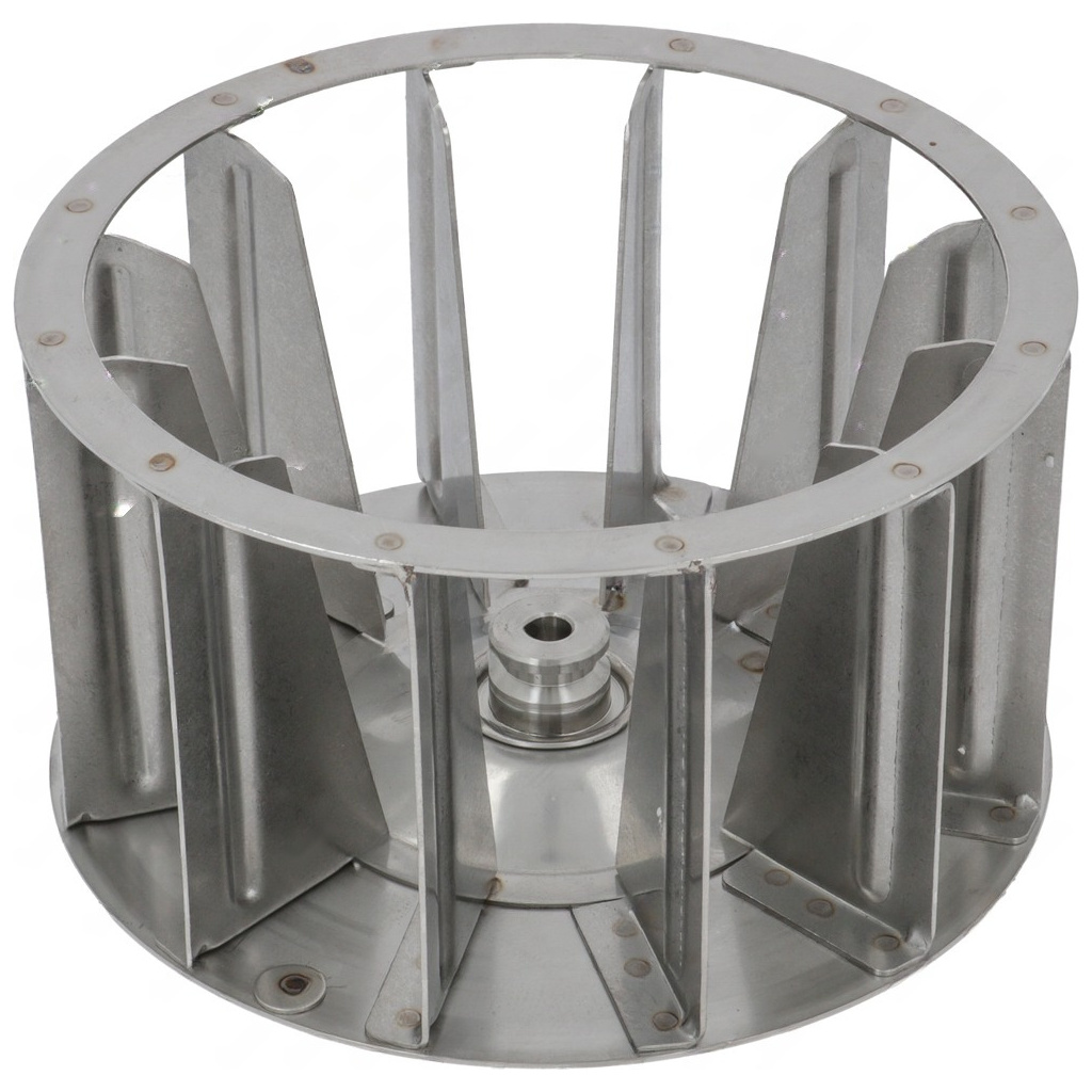 Odstředivý ventilátor s kovovými lopatkami pro motor o průměru 180 mm, boční záběr