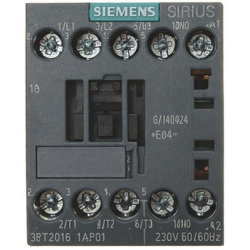 Šedý blok stykače řady Sirius se šroubovacími svorkami a popiskem 230 V 50/60 Hz