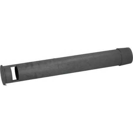 Dlouhá šedá plastová trubka s podélným otvorem a náběhem na konci, přepad ø 40x315 mm