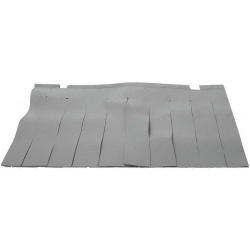 Pružný šedý závěs z lamel s podélnými zářezy po celé šířce, rozměr 580x480 mm