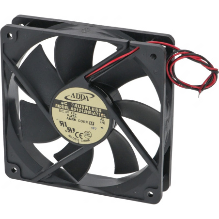 Černé lopatky ventilátoru bez rámu a dva vývodové vodiče