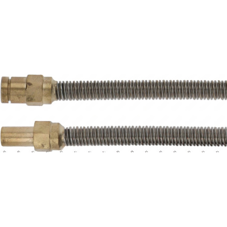 Plynová hadice s kovovou opletenou trubicí a mosaznými šroubovacími koncovkami na obou stranách