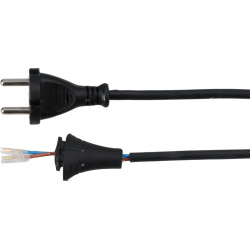 Napájecí kabel se síťovou vidlicí na jedné straně a rozebraným konektorem s vodiči na druhé