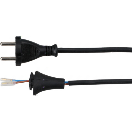 Napájecí kabel se síťovou vidlicí na jedné straně a rozebraným konektorem s vodiči na druhé