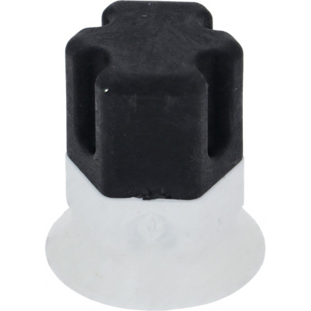 Šestihranná spojka hřídele s černým plastovým tělem a bílým prstencem na patě