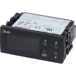Elektronický regulátor Danfoss ERC 211, černý modul s digitálním displejem a čtyřmi ovládacími tlačítky.