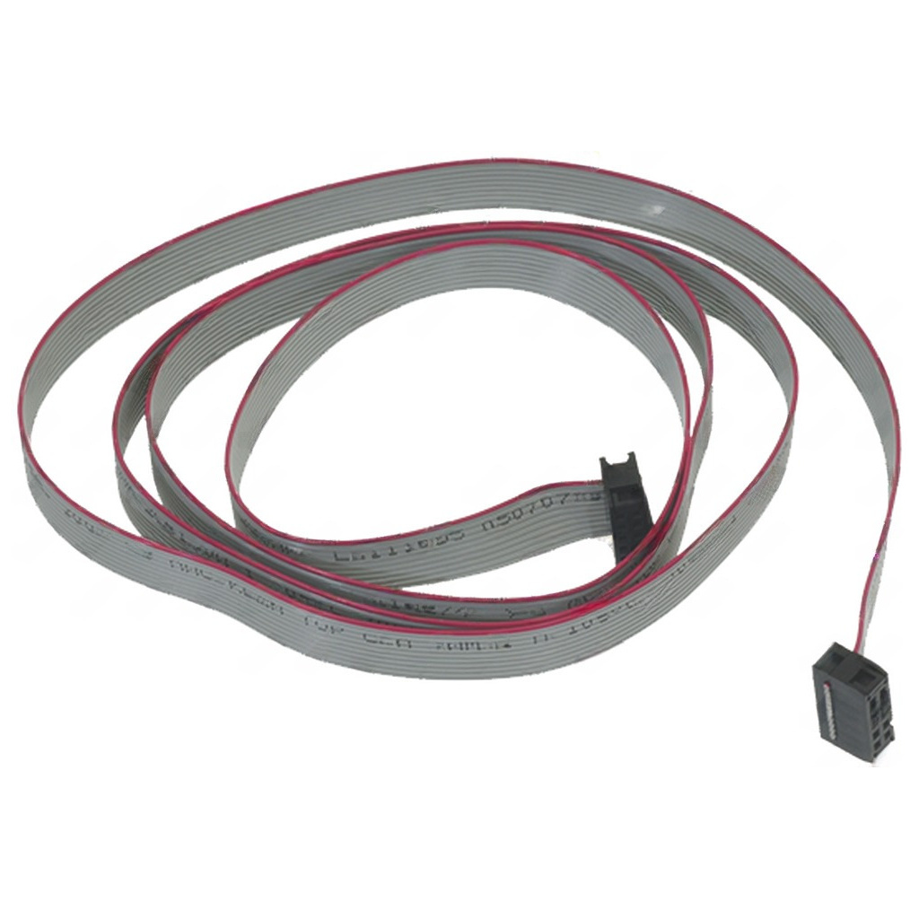 Stočený šedý plochý kabel s konektorem na jednom konci