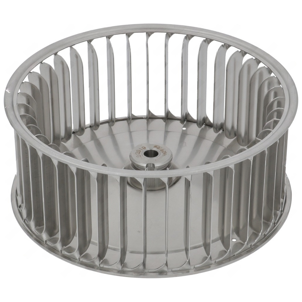 Ventilátor s hliníkovým lopatkovým kolem a středovým nábojem s otvorem pro hřídel