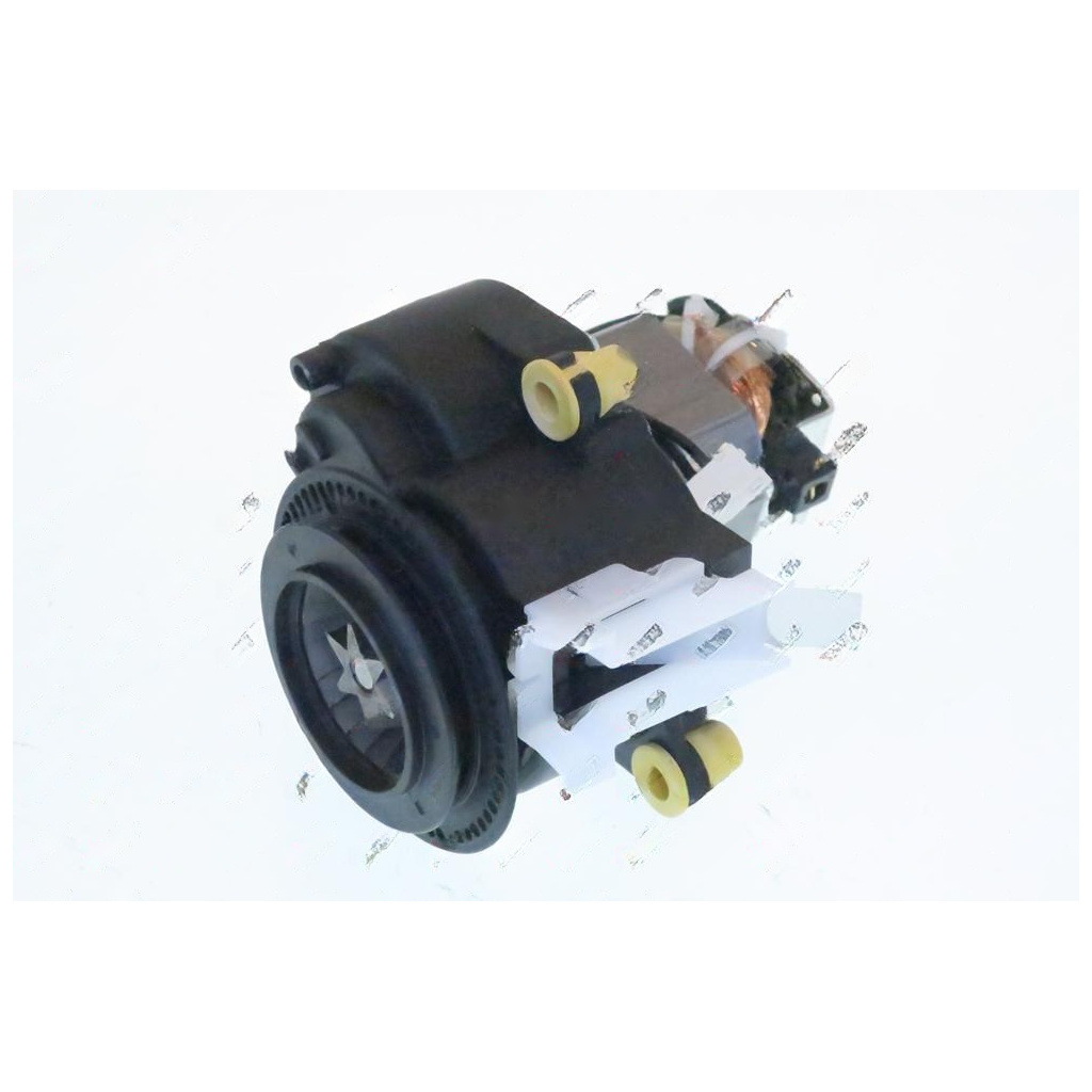 Elektromotor mlýnku na kávu s černým pouzdrem, komutátorem a vývody vinutí.