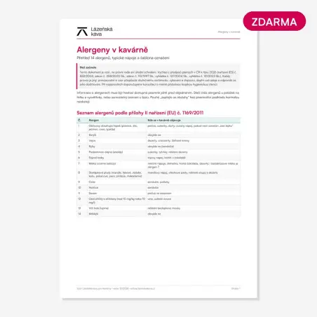 Alergeny v kavárně – přehled a šablona
