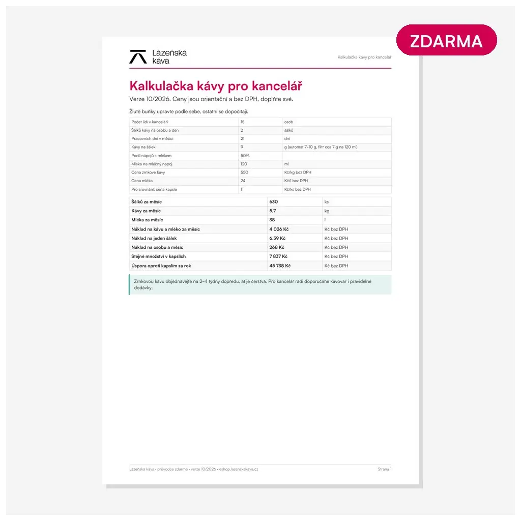 Kalkulačka kávy pro kancelář (Excel) Kalkulačka kávy pro kancelář (Excel)