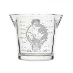 Skleněná odměrka na double espresso pro baristy značky Rhinowares Double Spout Shot Glass