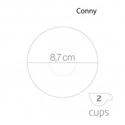 Moka konvička Forever Miss Conny ve stříbrné barvě určená pro přípravu dvou šálků kávy, kompatibilní se sklokeramickým zdrojem ohřevu.