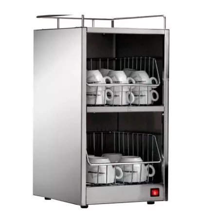 Nuova Simonelli ohřívač šálků stříbrný s bílými šálky uvnitř